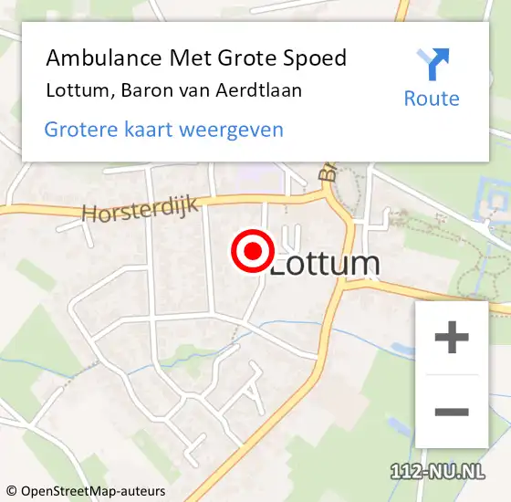 Locatie op kaart van de 112 melding: Ambulance Met Grote Spoed Naar Lottum, Baron van Aerdtlaan op 13 februari 2014 15:20