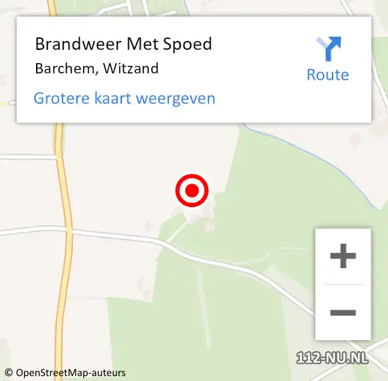 Locatie op kaart van de 112 melding: Brandweer Met Spoed Naar Barchem, Witzand op 18 januari 2018 18:09