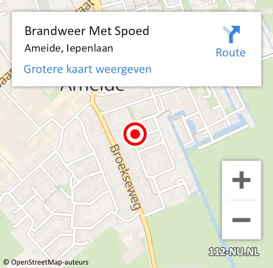 Locatie op kaart van de 112 melding: Brandweer Met Spoed Naar Ameide, Iepenlaan op 18 januari 2018 18:18