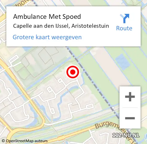 Locatie op kaart van de 112 melding: Ambulance Met Spoed Naar Capelle aan den IJssel, Aristotelestuin op 18 januari 2018 18:47