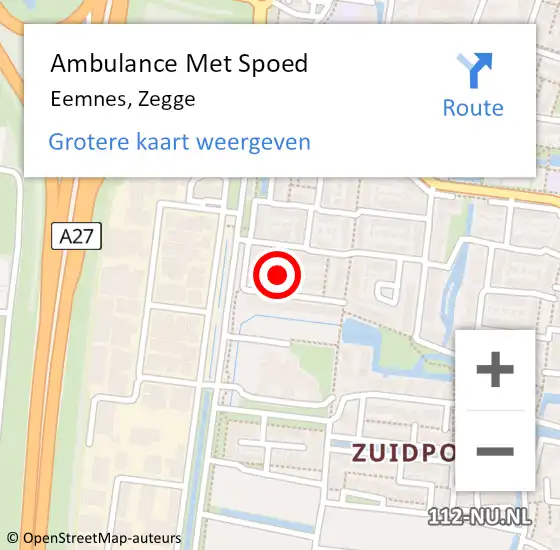 Locatie op kaart van de 112 melding: Ambulance Met Spoed Naar Eemnes, Zegge op 18 januari 2018 19:34