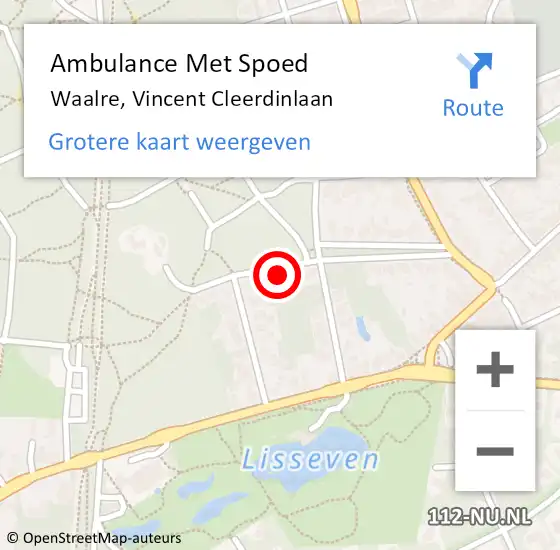 Locatie op kaart van de 112 melding: Ambulance Met Spoed Naar Waalre, Vincent Cleerdinlaan op 18 januari 2018 19:44