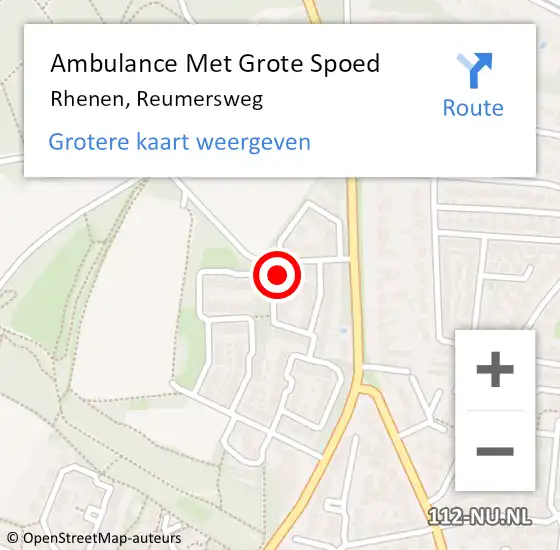 Locatie op kaart van de 112 melding: Ambulance Met Grote Spoed Naar Rhenen, Reumersweg op 18 januari 2018 21:07