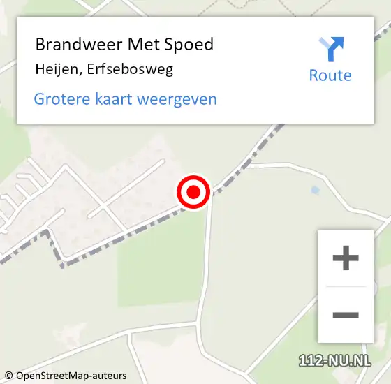 Locatie op kaart van de 112 melding: Brandweer Met Spoed Naar Heijen, Erfsebosweg op 18 januari 2018 21:58