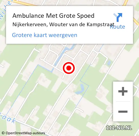 Locatie op kaart van de 112 melding: Ambulance Met Grote Spoed Naar Nijkerkerveen, Wouter van de Kampstraat op 18 januari 2018 21:58