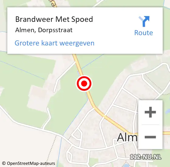 Locatie op kaart van de 112 melding: Brandweer Met Spoed Naar Almen, Dorpsstraat op 18 januari 2018 22:31