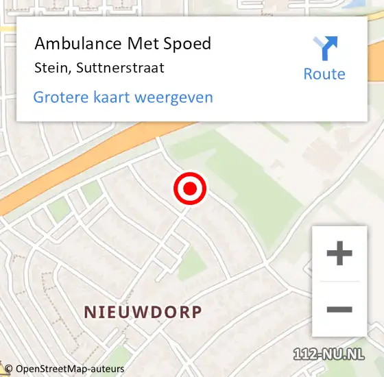 Locatie op kaart van de 112 melding: Ambulance Met Spoed Naar Stein, Suttnerstraat op 13 februari 2014 15:44