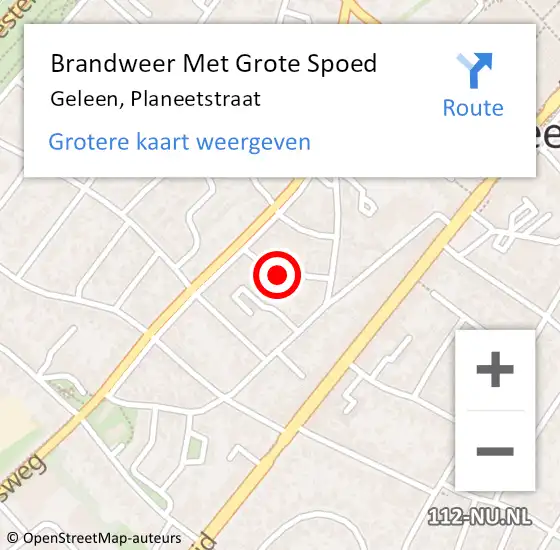 Locatie op kaart van de 112 melding: Brandweer Met Grote Spoed Naar Geleen, Planeetstraat op 18 januari 2018 23:21