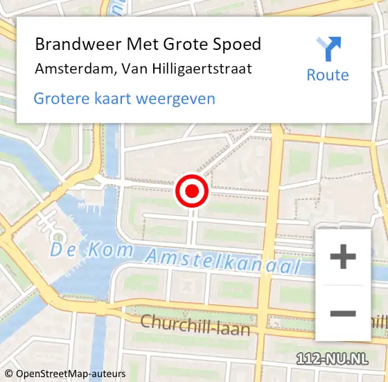 Locatie op kaart van de 112 melding: Brandweer Met Grote Spoed Naar Amsterdam, Van Hilligaertstraat op 19 januari 2018 00:12
