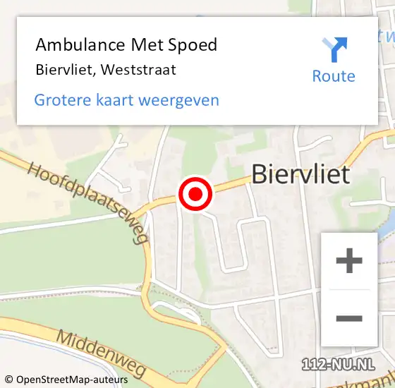 Locatie op kaart van de 112 melding: Ambulance Met Spoed Naar Biervliet, Weststraat op 13 februari 2014 15:47