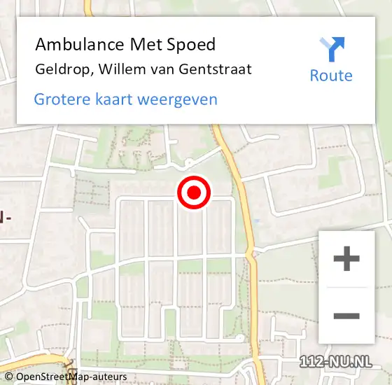 Locatie op kaart van de 112 melding: Ambulance Met Spoed Naar Geldrop, Willem van Gentstraat op 19 januari 2018 02:23