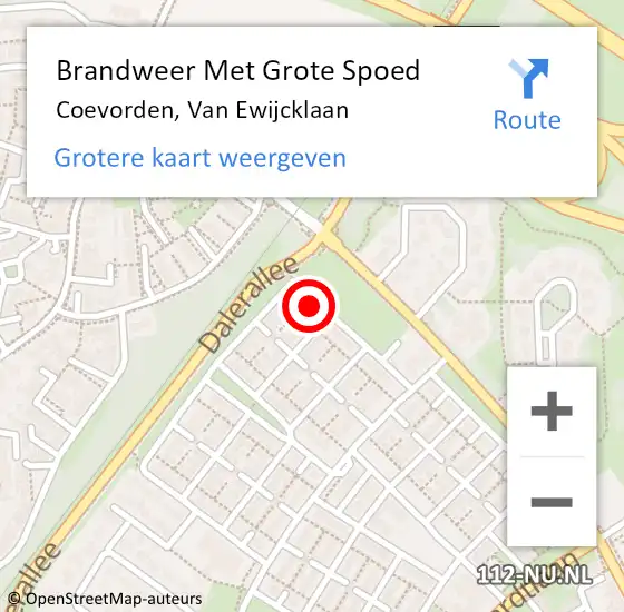 Locatie op kaart van de 112 melding: Brandweer Met Grote Spoed Naar Coevorden, Van Ewijcklaan op 19 januari 2018 02:53