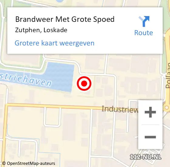 Locatie op kaart van de 112 melding: Brandweer Met Grote Spoed Naar Zutphen, Loskade op 19 januari 2018 03:34