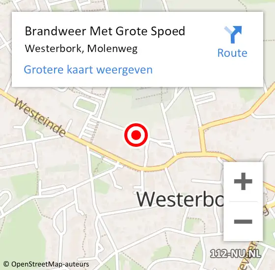 Locatie op kaart van de 112 melding: Brandweer Met Grote Spoed Naar Westerbork, Molenweg op 19 januari 2018 04:02