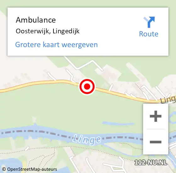 Locatie op kaart van de 112 melding: Ambulance Oosterwijk, Lingedijk op 19 januari 2018 04:52