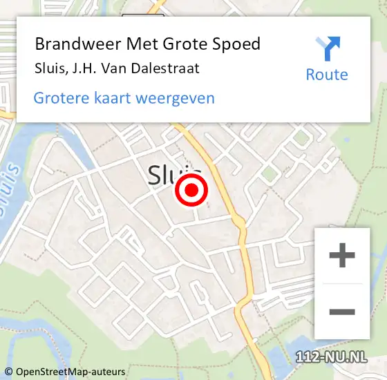 Locatie op kaart van de 112 melding: Brandweer Met Grote Spoed Naar Sluis, J.H. Van Dalestraat op 19 januari 2018 07:02