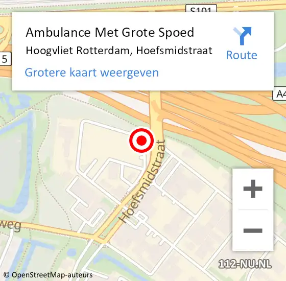 Locatie op kaart van de 112 melding: Ambulance Met Grote Spoed Naar Hoogvliet Rotterdam, Hoefsmidstraat op 19 januari 2018 07:14