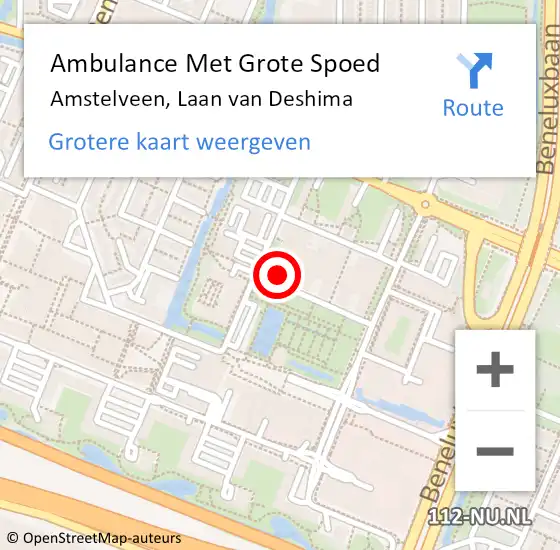 Locatie op kaart van de 112 melding: Ambulance Met Grote Spoed Naar Amstelveen, Laan van Deshima op 19 januari 2018 07:15