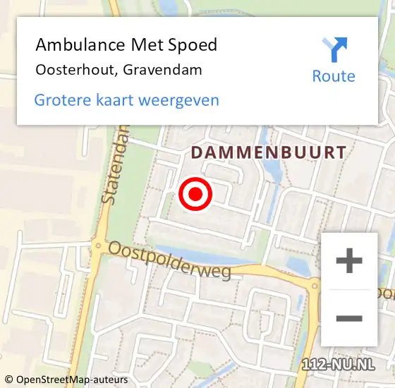 Locatie op kaart van de 112 melding: Ambulance Met Spoed Naar Oosterhout, Gravendam op 19 januari 2018 07:25