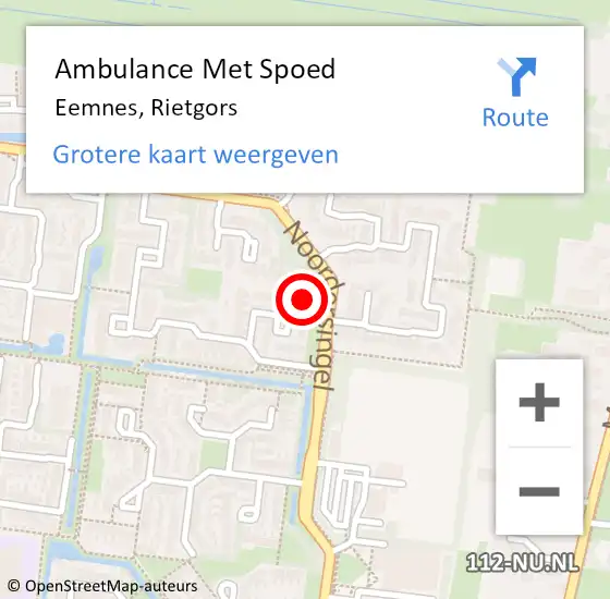 Locatie op kaart van de 112 melding: Ambulance Met Spoed Naar Eemnes, Rietgors op 19 januari 2018 07:44