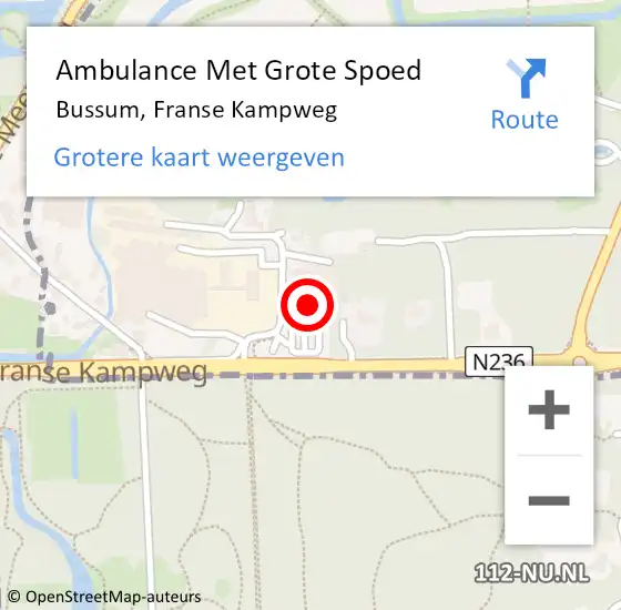 Locatie op kaart van de 112 melding: Ambulance Met Grote Spoed Naar Bussum, Franse Kampweg op 19 januari 2018 07:46