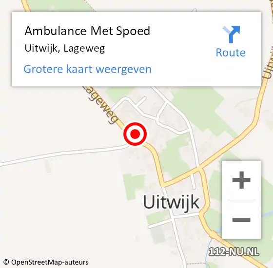 Locatie op kaart van de 112 melding: Ambulance Met Spoed Naar Uitwijk, Lageweg op 19 januari 2018 07:57