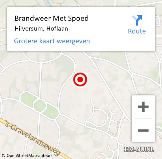 Locatie op kaart van de 112 melding: Brandweer Met Spoed Naar Hilversum, Hoflaan op 19 januari 2018 08:50