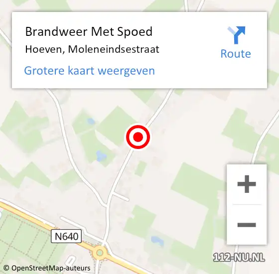 Locatie op kaart van de 112 melding: Brandweer Met Spoed Naar Hoeven, Moleneindsestraat op 19 januari 2018 08:52