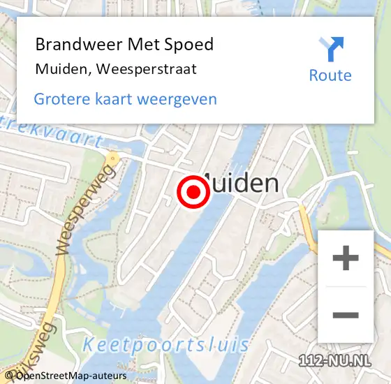 Locatie op kaart van de 112 melding: Brandweer Met Spoed Naar Muiden, Weesperstraat op 19 januari 2018 08:57