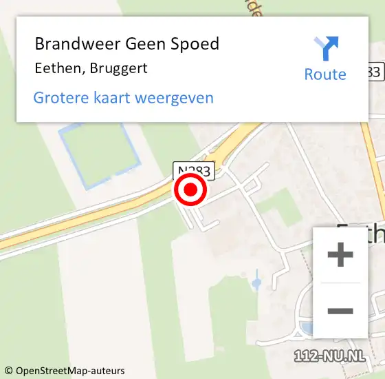 Locatie op kaart van de 112 melding: Brandweer Geen Spoed Naar Eethen, Bruggert op 19 januari 2018 09:11