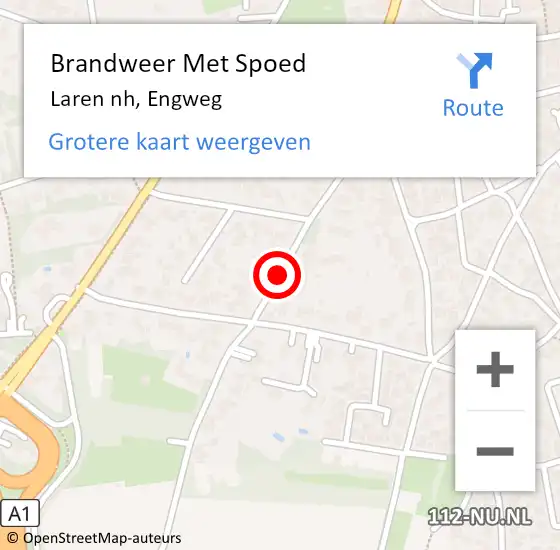 Locatie op kaart van de 112 melding: Brandweer Met Spoed Naar Laren nh, Engweg op 19 januari 2018 09:24