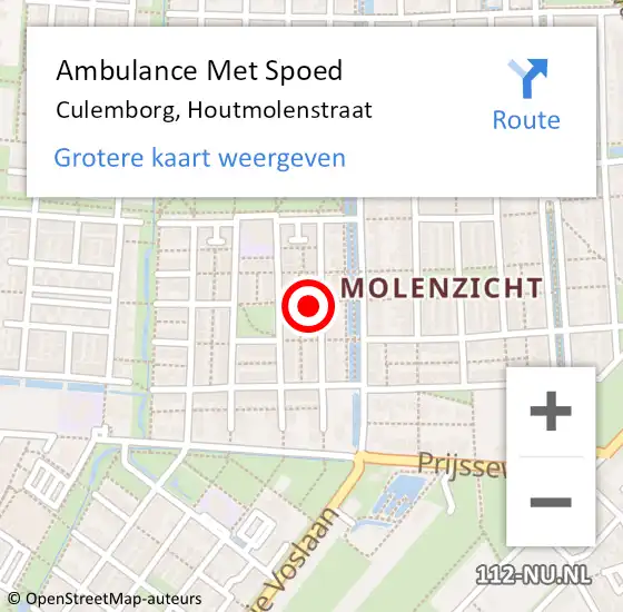 Locatie op kaart van de 112 melding: Ambulance Met Spoed Naar Culemborg, Houtmolenstraat op 19 januari 2018 09:25