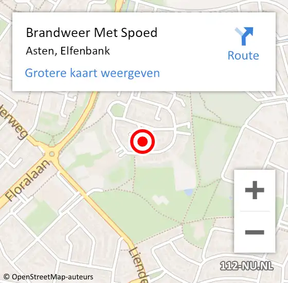 Locatie op kaart van de 112 melding: Brandweer Met Spoed Naar Asten, Elfenbank op 19 januari 2018 09:34