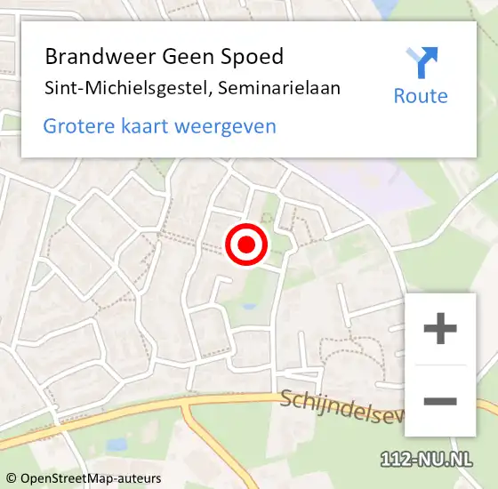 Locatie op kaart van de 112 melding: Brandweer Geen Spoed Naar Sint-Michielsgestel, Seminarielaan op 19 januari 2018 09:40