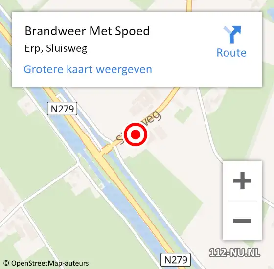 Locatie op kaart van de 112 melding: Brandweer Met Spoed Naar Erp, Sluisweg op 19 januari 2018 09:45