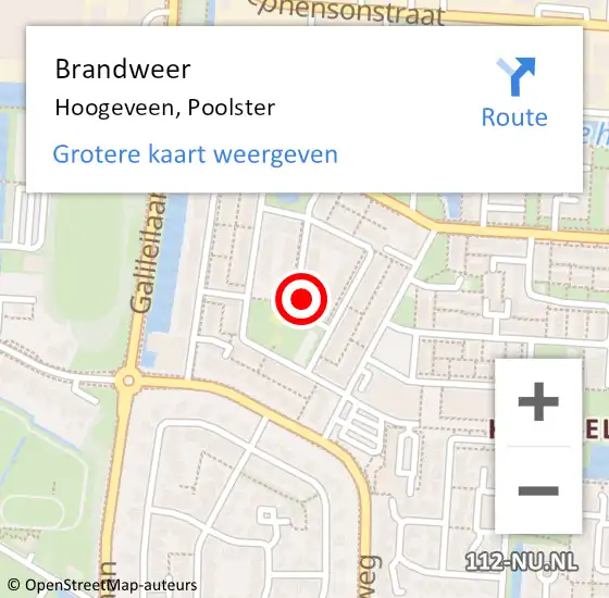 Locatie op kaart van de 112 melding: Brandweer Hoogeveen, Poolster op 19 januari 2018 09:46