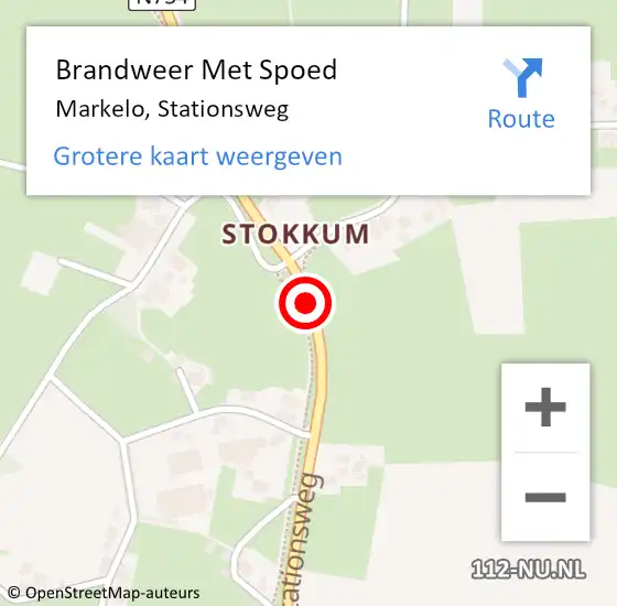 Locatie op kaart van de 112 melding: Brandweer Met Spoed Naar Markelo, Stationsweg op 19 januari 2018 09:50