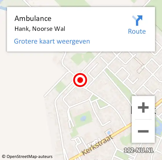 Locatie op kaart van de 112 melding: Ambulance Hank, Noorse Wal op 19 januari 2018 10:04