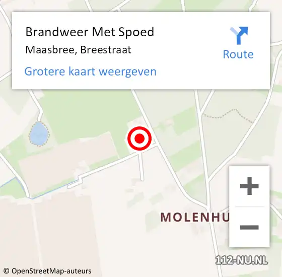 Locatie op kaart van de 112 melding: Brandweer Met Spoed Naar Maasbree, Breestraat op 19 januari 2018 10:37