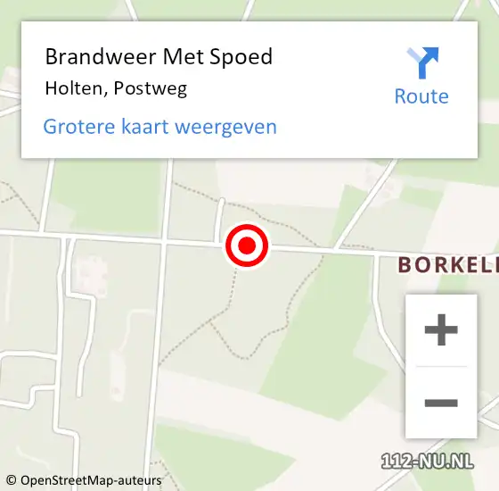 Locatie op kaart van de 112 melding: Brandweer Met Spoed Naar Holten, Postweg op 19 januari 2018 10:47