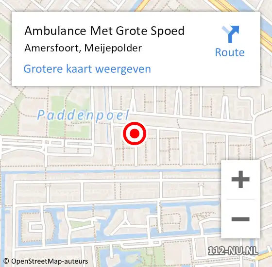 Locatie op kaart van de 112 melding: Ambulance Met Grote Spoed Naar Amersfoort, Meijepolder op 19 januari 2018 10:52