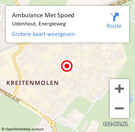 Locatie op kaart van de 112 melding: Ambulance Met Spoed Naar Udenhout, Energieweg op 19 januari 2018 11:01