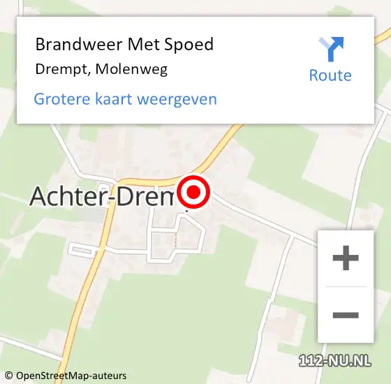 Locatie op kaart van de 112 melding: Brandweer Met Spoed Naar Drempt, Molenweg op 19 januari 2018 11:15