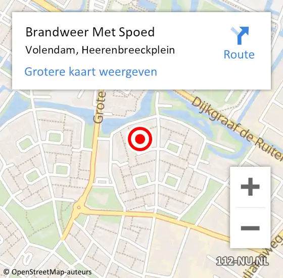 Locatie op kaart van de 112 melding: Brandweer Met Spoed Naar Volendam, Heerenbreeckplein op 19 januari 2018 11:22