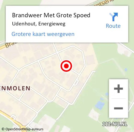 Locatie op kaart van de 112 melding: Brandweer Met Grote Spoed Naar Udenhout, Energieweg op 19 januari 2018 11:30