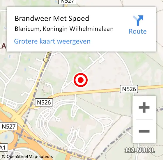 Locatie op kaart van de 112 melding: Brandweer Met Spoed Naar Blaricum, Koningin Wilhelminalaan op 19 januari 2018 11:32