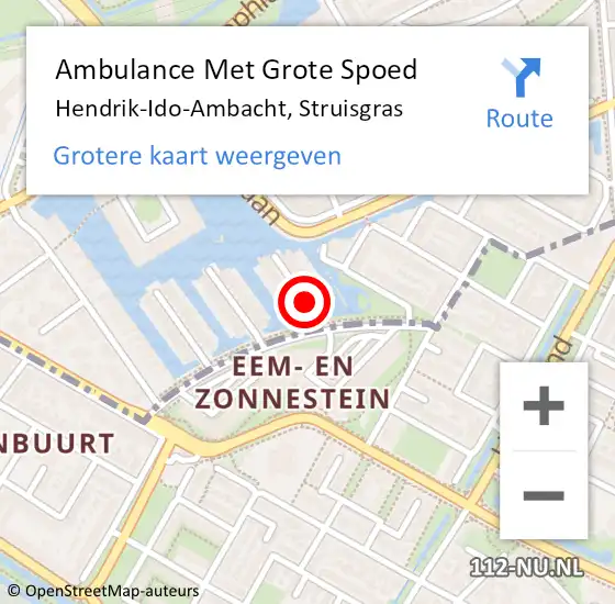 Locatie op kaart van de 112 melding: Ambulance Met Grote Spoed Naar Hendrik-Ido-Ambacht, Struisgras op 19 januari 2018 11:36