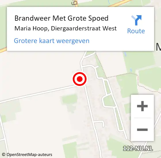 Locatie op kaart van de 112 melding: Brandweer Met Grote Spoed Naar Maria Hoop, Diergaarderstraat West op 19 januari 2018 11:45