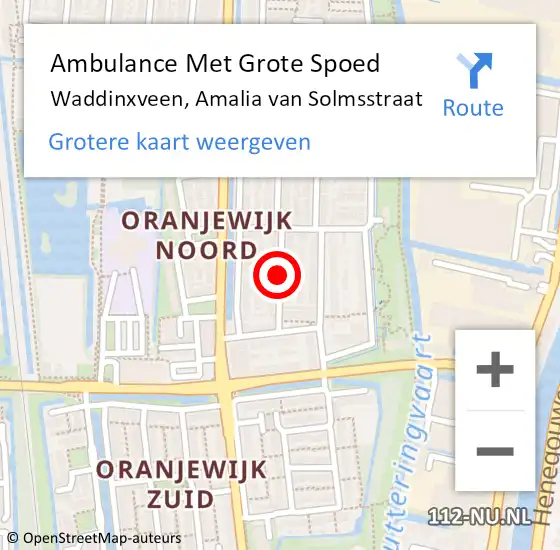 Locatie op kaart van de 112 melding: Ambulance Met Grote Spoed Naar Waddinxveen, Amalia van Solmsstraat op 19 januari 2018 11:55