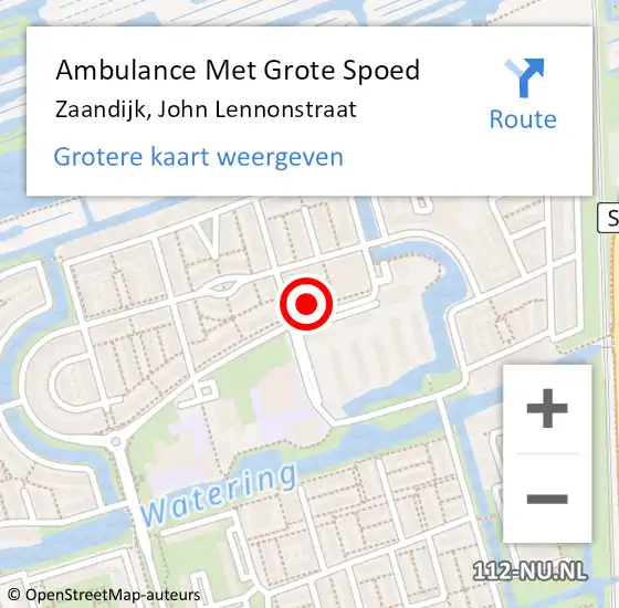 Locatie op kaart van de 112 melding: Ambulance Met Grote Spoed Naar Zaandijk, John Lennonstraat op 19 januari 2018 12:09
